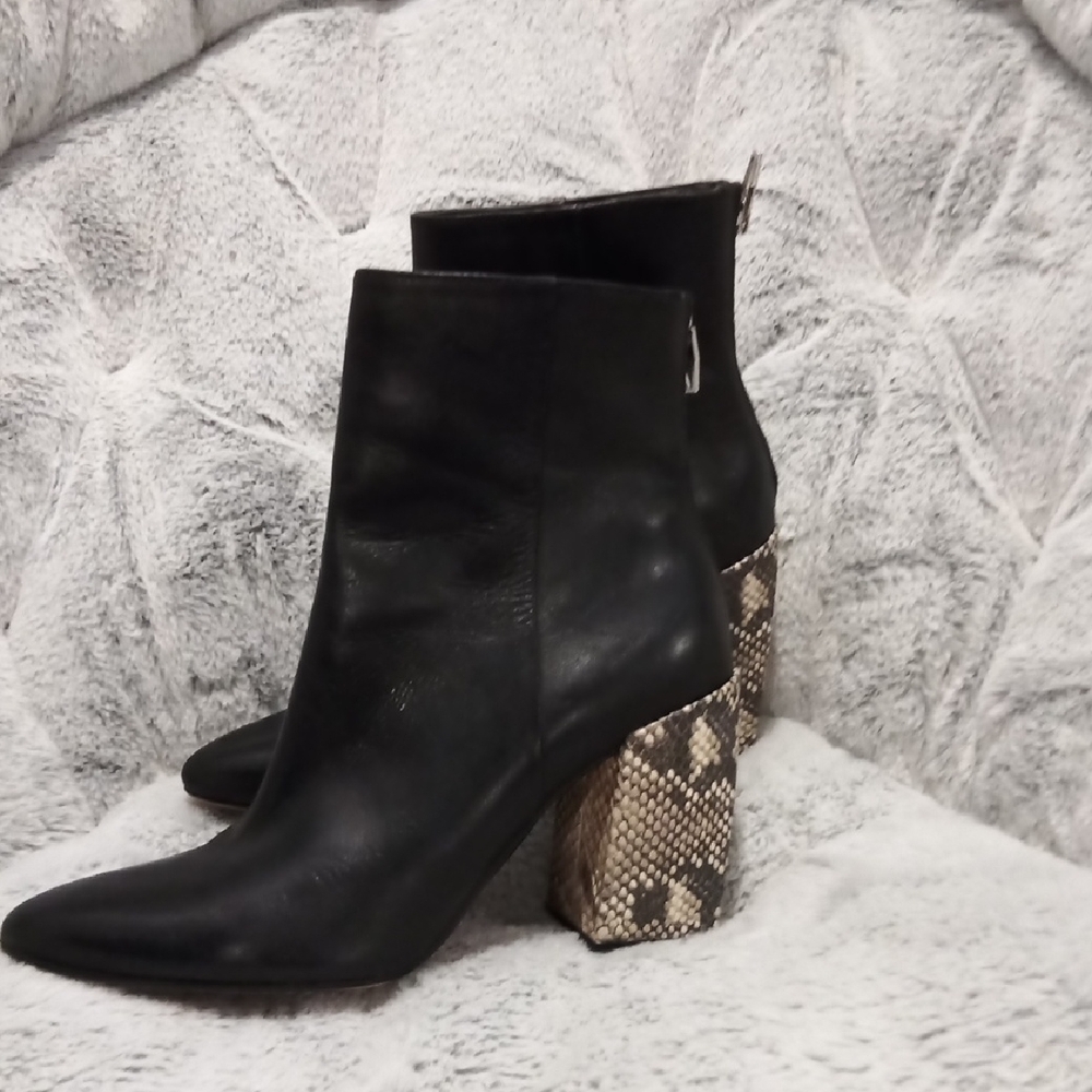 Dolce Vita Black Boots with Snakeskin Heel